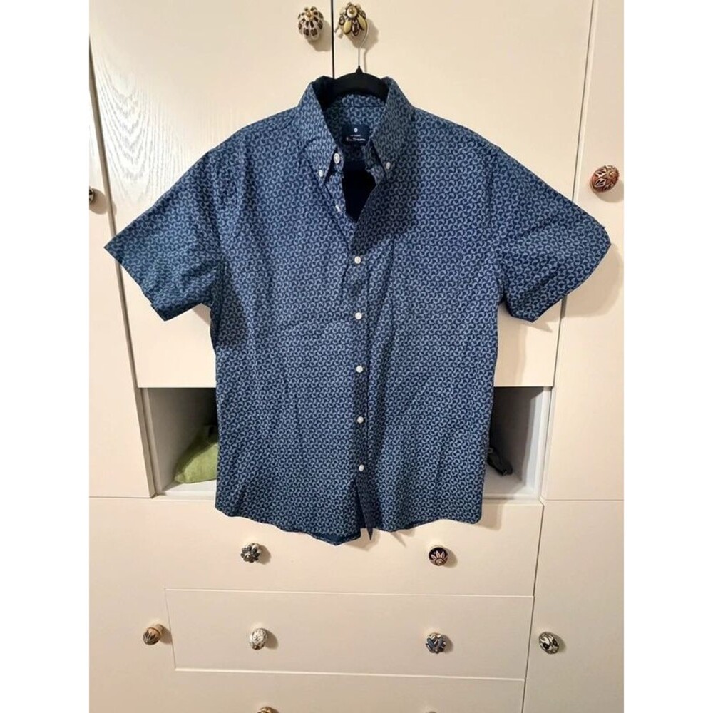 Mod Retro Indie Geometric Crescent Print Ben Sherman Button Up L